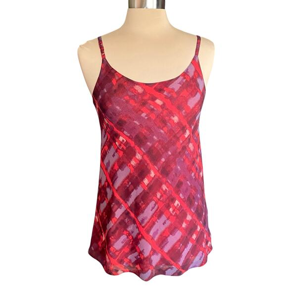 Cabi Cherish Chiffon Red Geometric Print Tank Top SMALL Casual Vacation Summer - Picture 2 of 10